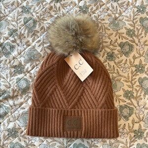 C.C Brown Knit Pom Beanie Hat
